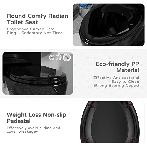 YASFEL Standard Universal elongated Toilet Seat,Soft Close,Ergonomic Toilet Bowl Seat,Fits for Standard elongated with Thickened Plastic Lid (18.5'', Black) - size: 18.5" Elongated