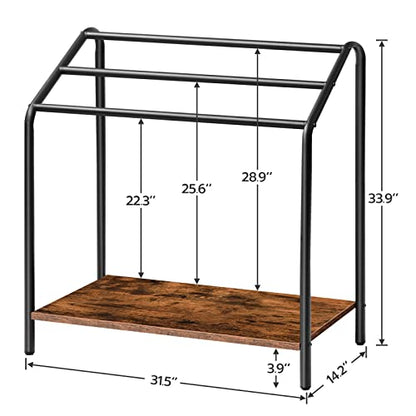 HOOBRO Freestanding Towel-Rack for Bathroom, 3 Tier Blanket Rack for Living Room, 31.5" L x 14.2" W x 33.9" H, Quilt Blanket Ladder Holder, Drying and Display Rack, Rustic Brown and Black BF80LB01 - size: 31.5"L x 14.2"W x 33.9"H