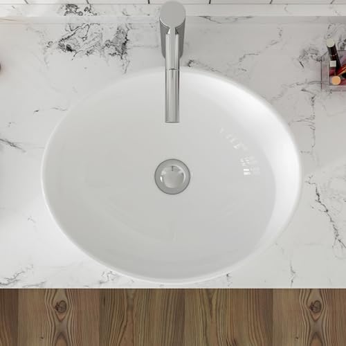MEJE 16x13-Inch Oval White Ceramic Vessel Sink,Modern Egg Shape Bowl, Above Counter Bathroom Vanity Sink - color: Oval -White