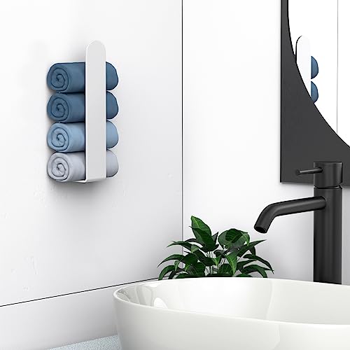 HUFEEOH Adhesive Hand Towel Holder, Kitchen Towel Rack Towel Bars Wall Mounted, Stainless Steel Bath Towel Holder for Bathroom Hotel Kitchen (8 inch, White) - color: White, size: 8 Inch
