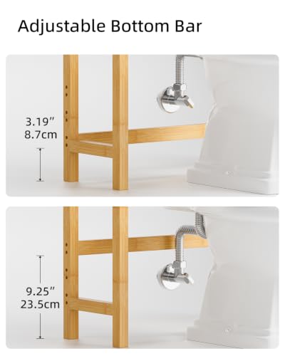 SMIBUY Bathroom Storage Shelf, Bamboo Over-The-Toilet Organizer Rack, Freestanding Toilet Space Saver with 3-Tier Adjustable Shelves (Natural) - color: Natural