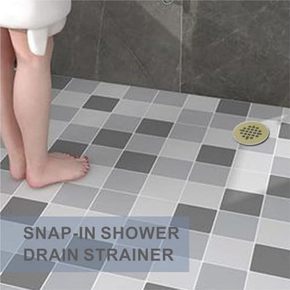 HIDROP Brushed Gold Snap-in Shower Floor Drain Cover, 4-1/4" OD Round Grid | Stainless Steel Shower Drain Cover, Snap Shower Drain Replacement, Hair Catcher, Easy-to-Install, Bathroom Shower Strainer - color: Gold