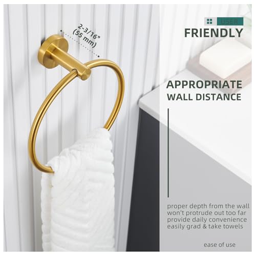 Angle Simple Bathroom Towel Holder, Towel Ring Swivel, Brushed Dark Gold | Solid SUS304 Stainless Steel, Kitchen Dishrag Hanger 7.09", Move Up & Down, Screws Wall Mount - color: Brushed Dark Gold