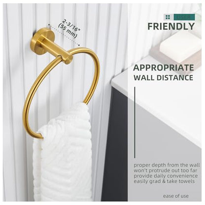 Angle Simple Bathroom Towel Holder, Towel Ring Swivel, Brushed Dark Gold | Solid SUS304 Stainless Steel, Kitchen Dishrag Hanger 7.09", Move Up & Down, Screws Wall Mount - color: Brushed Dark Gold