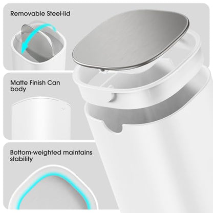 CEROELDA Mini Desktop Trash Can with Swing-Top Lid, 0.4 Gal/1.5L Tabletop Trash Can, Small Wastebasket for Bathroom Countertop, Vanitie, Coffee Area, or Office (White) - color: White