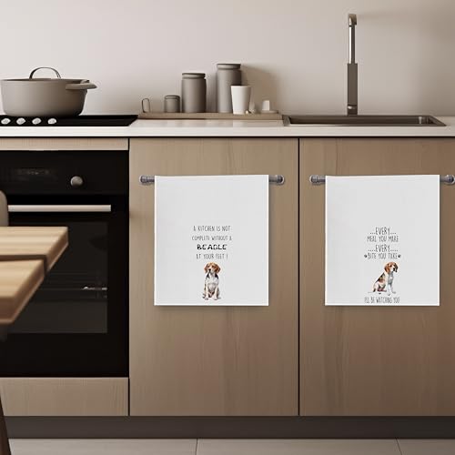 Funny Beagle Dish Towels Set - Beagle Gifts Decorative Waffle Weave Kitchen Towels, Hand Towel, Tea Towel (16×24 Inches, Set of 2) - color: Beagle