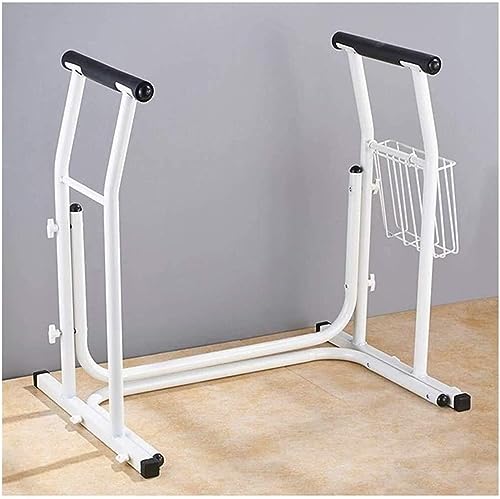 Toilet Safety Rail Grab Bar with Padded Arms & Magazine Rack - Bathroom Assist Handle for Elderly & Disabled, Non-Slip Support Aid for Safe Toileting