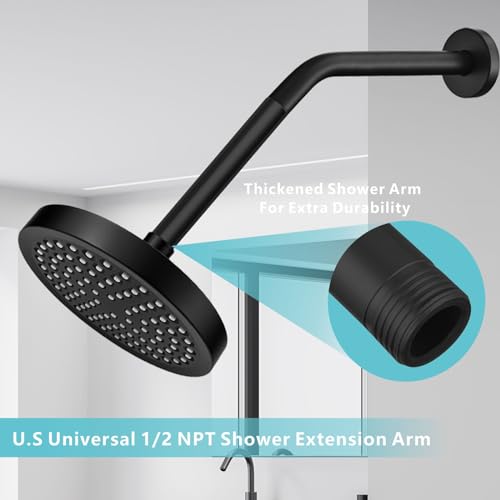 Shower Extension Arm, Solid Stainless Steel Shower Pipe Extension with Teflon Tape and Washer, For Lowering or Extending Showerhead (10 Inch, Matte Black) - color: Matte Black, style: 10 Inch