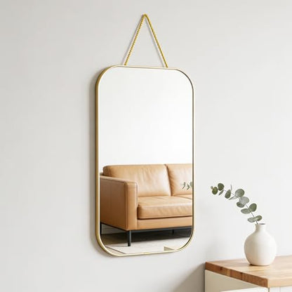 Gold Rectangular Wall Mirror, 15.6x9.2 Inch Modern Decorative Wall Mirror, Suitable for Bathrooms, Hallways, Entryways, and Other Spaces(15.6x9.2 inch) (Gold)