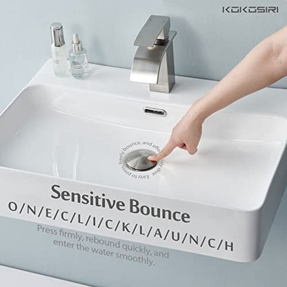 KOKOSIRI Pop Up Sink Drain with Strainer Basket, Brushed Nickel Bathroom Sink Drain with Detachable Hair Catcher Anti Clogging for Vanity Vessel Sink Without Overflow, C1002BR - color: Brushed Nickel