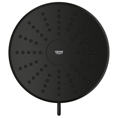GROHE Aquabooster Tempesta 140 High Pressure Shower Head, Multi-Spray – 1.75 GPM Round Fixed Wall Mount, Matte Black 1117462430 - color: Matte Black