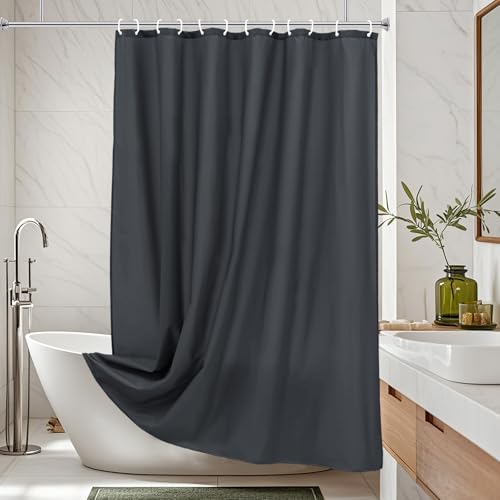 AooHome Fabric Shower Curtain Liner, Solid Hotel Shower Curtain, Water Repellent, Dark Grey, 72 Width x 78 Height Inch - color: Dark Grey, size: 72"W x 78"L (Pack of 1)