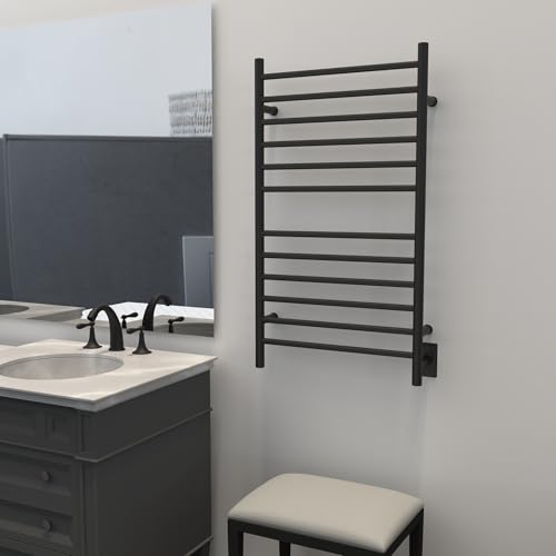 12 Bar Radiant Large Hardwired Straight Towel Warmer, Matte Black - color: Matte Black