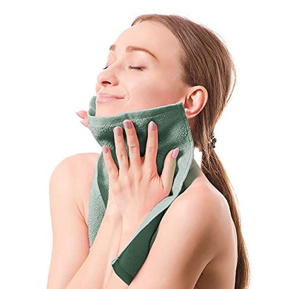 Yoofoss Luxury Washcloths Towel Set 10 Pack Baby Wash Cloth for Bathroom-Hotel-Spa-Kitchen Multi-Purpose Fingertip Towels & Face Cloths - Green - color: Green