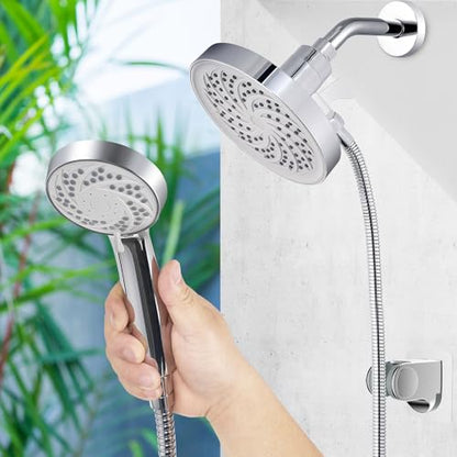Rain Shower Head with Handheld, High Pressure Rainfall Showerhead and 3 Settings Hand held Spray Combo with Detachable Hose (Chrome) - color: Chrome