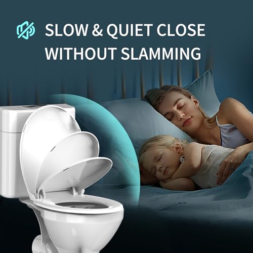 Round Toilet Seat 16.5 Inch, Soft Close Toilet Seat, Quiet No Slam Toilet Lid, Easy Install & Quick Release, Durable PP Plastic, Easy Clean, Fits Most Standard Round Toilets, White - color: White, size: without toddler seat 1 Pack