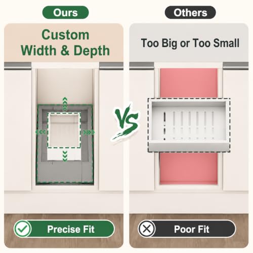 Fokyfok Pull Out Cabinet Organizer,Expandable,No Drill,Heavy Duty,Kitchen | 7"-11"W x 17"-24"D,Narrow,Pull out Drawers,Cabinet Drawers Slide out,Roll out Shelves,Pantry,Bathroom,Adhesive,Adjustable,1PC - size: 7"-11"W X 17"-24"D
