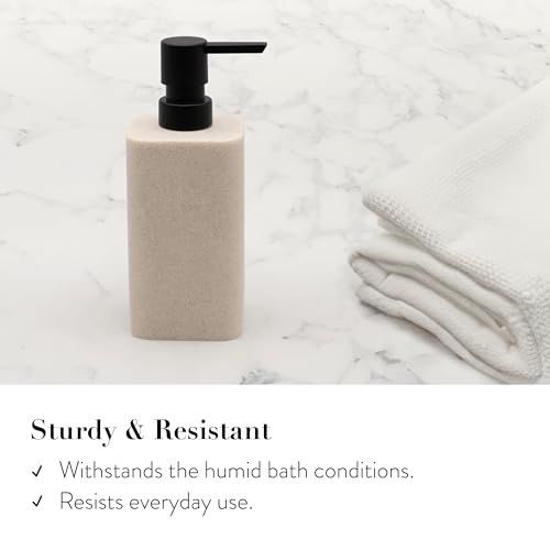 Bathroom Accessory Sets, 4 Pieces Bathroom Accessories Complete Set Vanity Countertop Accessory Set Marble Look, Includes Lotion Dispenser Soap Pump, Tumbler, Toothbrush Holder and Tray (Beige) - color: Beige