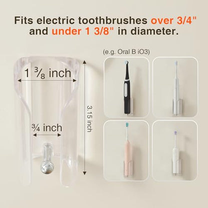 Electric Toothbrush Holder for Bathroom, Wall-Mounted Toothbrush Stand with Self-Adhesive, Compact Bathroom Caddy for Electric Toothbrushes (Clear-2pcs) - color: Clear-2pcs