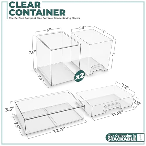 Sorbus Acrylic Storage Containers - 3 Pack, Stackable Storage Bins Set for Bathroom Organization - Clear Acrylic Drawer Organizers - Makeup Case Pull-Out Drawers (7.6’’ Tall and 12.1’’ Wide) - size: 3 Pack, 7.6’’ Tall and 12.1’’ Wide