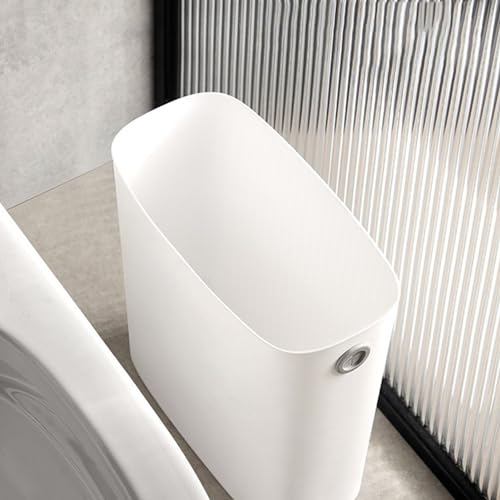 Tyenaza Small Trash Can, Plastic Wastebasket Slim Open Top Garbage Container Bin for Narrow Spaces Bedroom, Office, Living Room, Laundry,Toilet (White) - color: White