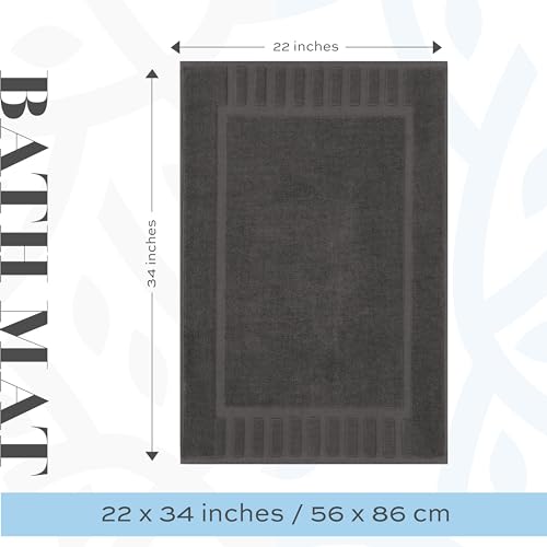 White Classic Luxury Bath Mat Floor Towel Set - Absorbent Cotton Hotel Spa Shower/Bathtub Mats [Not a Bathroom Rug] 22"x34" | 2 Pack | Charcoal - color: Charcoal