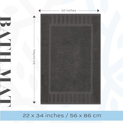 White Classic Luxury Bath Mat Floor Towel Set - Absorbent Cotton Hotel Spa Shower/Bathtub Mats [Not a Bathroom Rug] 22"x34" | 2 Pack | Charcoal - color: Charcoal