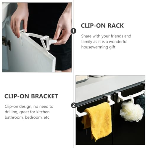 Kichvoe 4pcs Over The Door Towel Rack, Plastic Towel Bar Holder White Bathroom Organizer for Hand and Toilet，9.44 x 2.75 x 2.36 inch