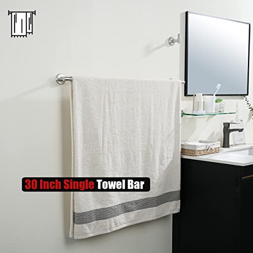 JQK Bath Towel Bar, 33 Inch 304 Stainless Steel Thicken 0.8mm Single Towel Rack for Bathroom, Towel Holder Brushed Finished Wall Mount, Useable Length 30 Inch, TB110L30-BN - color: Brushed, size: 33 Inch