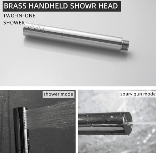 AYIVG Chrome Finish Round Brass 2 In 1 Function High Pressure Handheld Shower Head Sprayer Hand Shower Wand with 59 Inch Hose For Bathroom Shower System - color: Chrome
