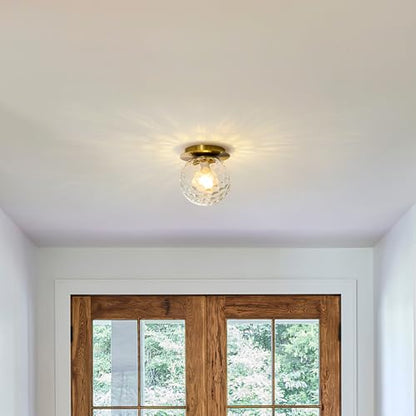 Modern Gold Globe Wall Sconce,Single Light with Clear Glass Shade - color: Gold - Hammered Clear Glass, size: 1-Light