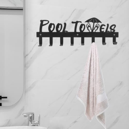 Cabilock Wall-Mounted Iron Towel Rack and Coat Hooks Black Metal Rack with Multiple Hooks for Bathroom and Entryway Storage