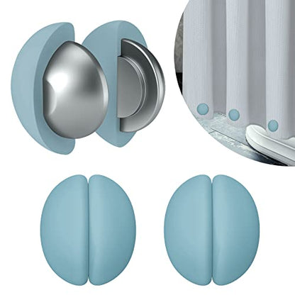VANZAVANZU 3 Pairs Shower Curtain Weights, Silicone Wrapped Magnets, Heavy Duty Magnets Prevent Curtain Liner from Blowing, Rust-Free, Blue - color: Blue, size: 1.2"W x 1.2"L (Pack of 3)