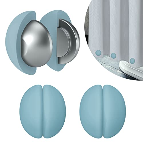 VANZAVANZU 3 Pairs Shower Curtain Weights, Silicone Wrapped Magnets, Heavy Duty Magnets Prevent Curtain Liner from Blowing, Rust-Free, Blue - color: Blue, size: 1.2"W x 1.2"L (Pack of 3)