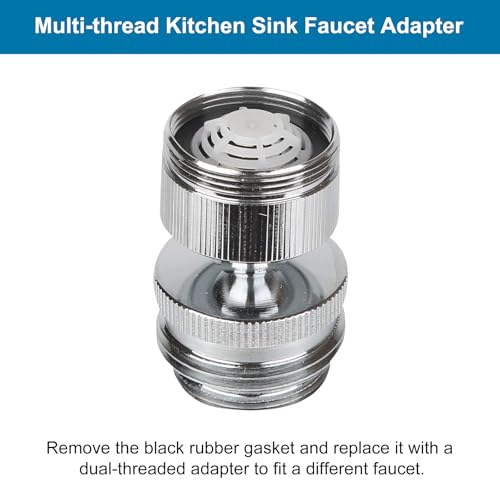Hibbent Faucet Adapter Kit, Swivel Aerator Adapter to Connect Garden Hose - Multi-Thread Kitchen Sink Faucet to Garden Hose Adapter 3/4 Inch - Chrome Finished - color: Chrome, style: Swivel Garden Hose Adapter