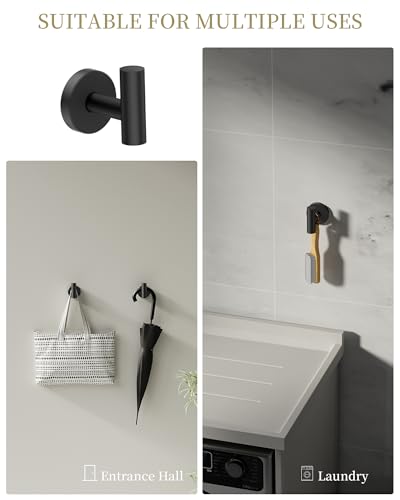 Matte Black Bathroom Hardware Accessories Set 5 pcs Towel Holder Bar Set | 24 inches Stainless Steel Towel Bar, Towel Racks for Bathroom Robe Towel Hooks Toilet Paper Holder Wall Mounted by BATHLAVISH - color: Matte Black