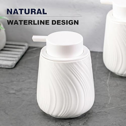 Agyiuns soap Dispenser Ceramic Lotion Dispenser with Easy-to-Press Pump for Bathroom 13.5 oz refillable Liquid Hand soap Dispenser for Hand sanitizers (Liquid-White) - color: Liquid-white