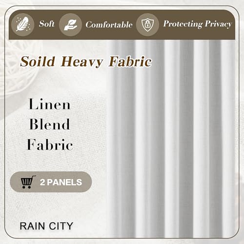 RAIN CITY Snow White Black Out Curtains 84 Inches Long 2 Panels 50 x 84 | Textured Bedroom Curtains for Track System Hooks Back Tab - color: Snow White, size: 50"W x 84"L (Pack of 2)
