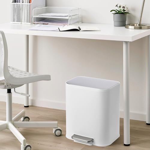 GarveeHome Kitchen Trash Can, 5.3 Gal Stainless Steel Garbage Can, White | Soft Close Lid, Foot Pedal & Removable Inner Bucket, Rectangular Step On Waste Bin for Office Bedroom - color: White, size: 20 L