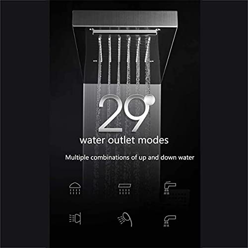 Thermostatic Waterfall Rainfall Shower Panel Tower Shower Shower Column Body Massage Jets Hand Shower Tub Spout Wall Mounted Shower PanelSilver (B),B - color: B