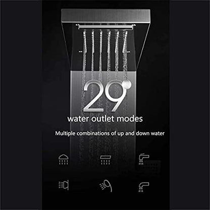 Thermostatic Waterfall Rainfall Shower Panel Tower Shower Shower Column Body Massage Jets Hand Shower Tub Spout Wall Mounted Shower PanelSilver (B),B - color: B
