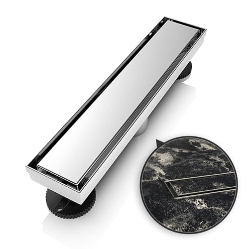 WEBANG 12 Inch Linear Shower Drain Rectangular Floor Drain with Accessories Reversible 2-in-1 Cover Tile Insert Grate Removable SUS304 Stainless Steel CUPC Certified Brushed - color: Brushed, size: 12 Inch