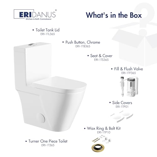 One Piece Toilet Elongated Dual Flush, 17.3" ADA Seat, White | ADA Compliant 17.3" chair height with soft close seat, Dual flush 1.1/1.6 GPF, Elongated toilet bowl, 12" rough-in, White - color: White 365Model