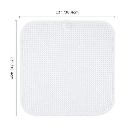 Microfiber Waffle Face Towels, 4 Pieces, Soft, Absorbent, Fast Drying, Lint Free 430 GSM (White) - color: White