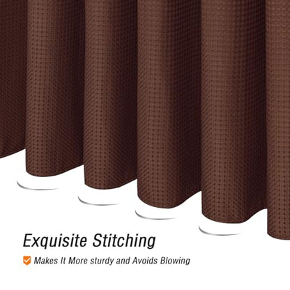 Extra Long Brown Fabric Shower Curtain, 72 x 84 | Tall Cloth-Textured Shower Curtain for Bathroom, Water Repellent, Machine Washable - color: Brown, size: 72"W x 84"L (Pack of 1)