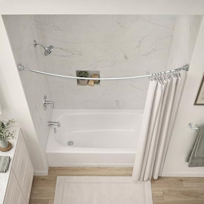Gatco 827C Modern Minimalist Curved Shower Curtain Rod, Adjustable 42"–72" Wall Mounted Stainless Steel Shower Rod, Chrome Finish Bathroom Shower Rod, Curved Design Expands Shower Space Up to 8 Inches - color: Chrome