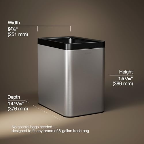 Kohler K-31314-ST 25-Liter Open-Top Trash Can, Stainless Steel - color: Stainless Steel, size: 6.6 Gallon - Open Top
