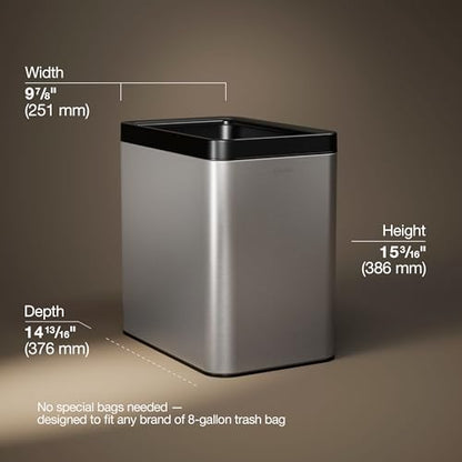 Kohler K-31314-ST 25-Liter Open-Top Trash Can, Stainless Steel - color: Stainless Steel, size: 6.6 Gallon - Open Top
