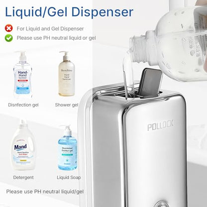 Pollock Commercial Soap Dispenser Wall Mounted 27oz,SUS304 Stainless Steel | Hand Soap Dsipenser Rust-Proof Leak Free 800ML,Manual Liquid Pump Soap Dispenser for Bathroom Kitchen Office - color: Blk-1618-800