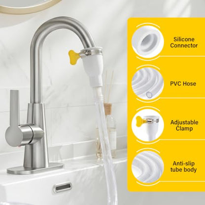6.5FT Warmfarm Sink Hose Attachment for Faucet,PVC Faucet Hose Adapter for Sink with Stainless Steel Clamp,Portable Water Transfer for Garden, Pet Bathing, Cleaning - size: 6.5FT